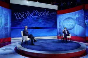 Joe Biden with moderator and ABC News anchor George Stephanopoulos in Philadelphia on Thursday.