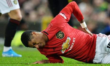 Marcus Rashford was hurt after coming on for Manchester United against Wolves in the FA Cup.
