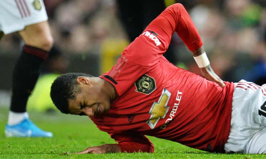 Marcus Rashford was hurt after coming on for Manchester United against Wolves in the FA Cup.