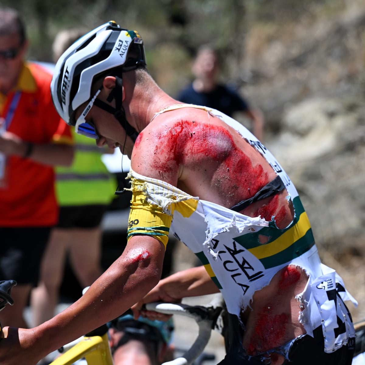 Horror crash rules cycling star Luke Plapp out of Tour Down Under | Cycling | The Guardian