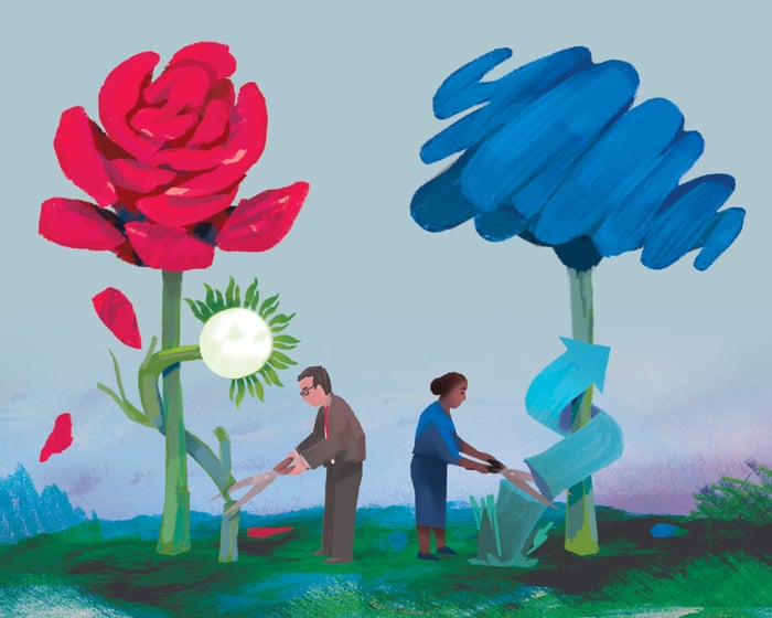 Image accompanying the story: It’s not the old two-party politics – but Labour and the Tories now know they can shun their populist challengers | Gaby Hinsliff