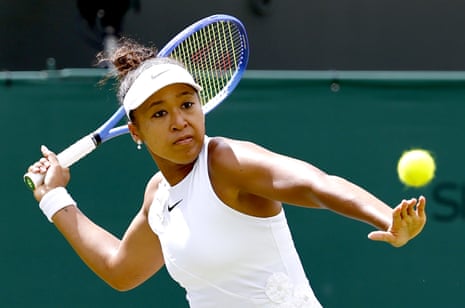 Naomi Osaka focuses on the ball as she prepares to fire off a forehand during her straight sets victory over Anastasia Gasanova.