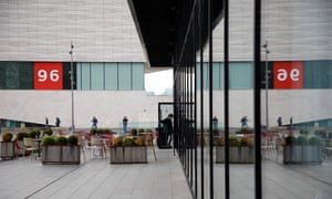 A sign indicating the number of lives lost in the Hillsborough disaster on the side of the Museum of Liverpool.
