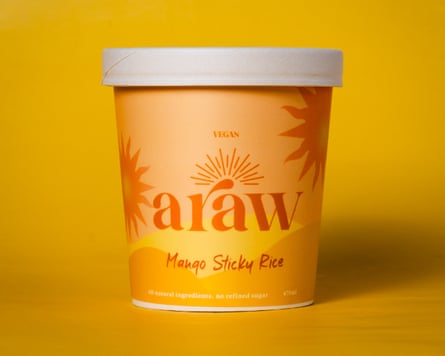 A tub of mango sticky rice ice-cream