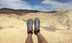 Geoff Dyer in his Lomer trekking shoes