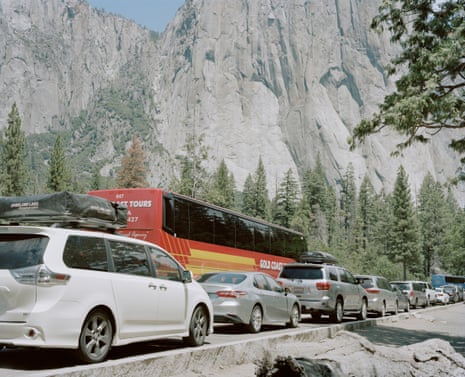 Traffic queueing in Yosemite National Park. California, USA.