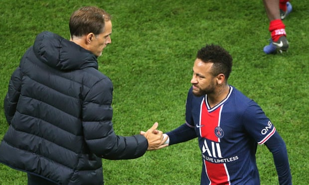 Thomas Tuchel with Neymar