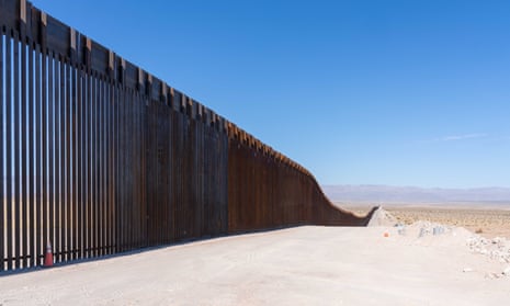 Construction along the border wall at Signal Mountain outside of Mexicali, California