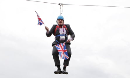 Boris Johnson on a zip-line in 2012