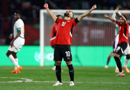 Egypt’s Mohamed Salah celebrates a win at the Africa Cup of Nations in 2026