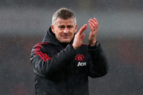 Ole Gunnar Solskjaer acknowledges the fans following Manchester United’s 2-0 defeat to Arsenal.