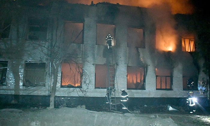 Rescue workers work in the aftermath of shelling at Mykolaiv Regional Skin and Venereal Diseases Dispensary, in Mykolaiv, Ukraine.