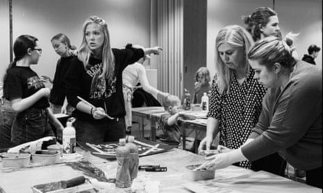 Preparation of posters ahead of today’s women’s strike in Iceland.