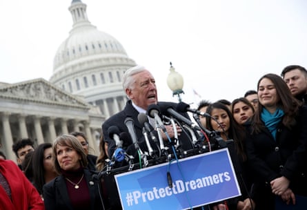 House minority whip Steny Hoyer holds a news conference in Washington, alongside Dreamers from nearly 20 states, on 10 January.