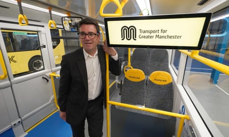 Andy Burnham on a newly made bus