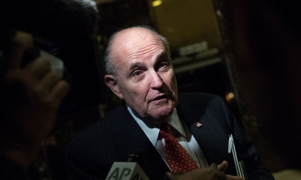 The former New York City mayor Rudy Giuliani at Trump Tower.