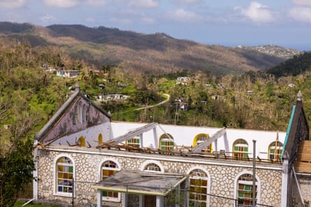 overhead view of church with roof off