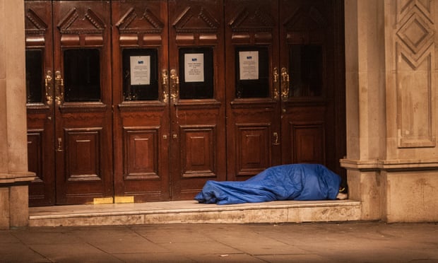 A homeless person in central London