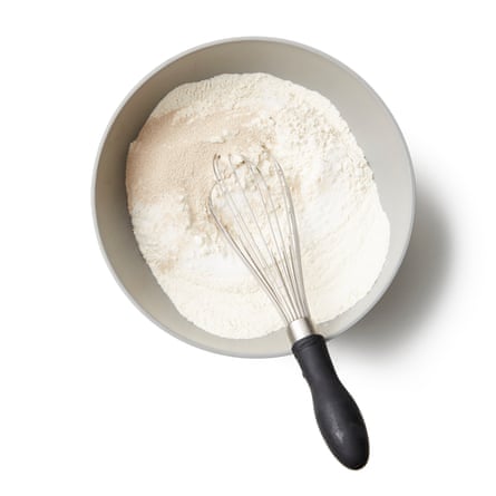 Meanwhile, put the flour, sugar, salt and yeast in a large bowl and whisk to combine
