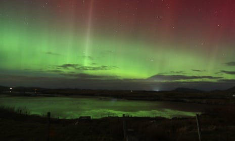 Aurora Borealis seen from North Uist in Scotland. 