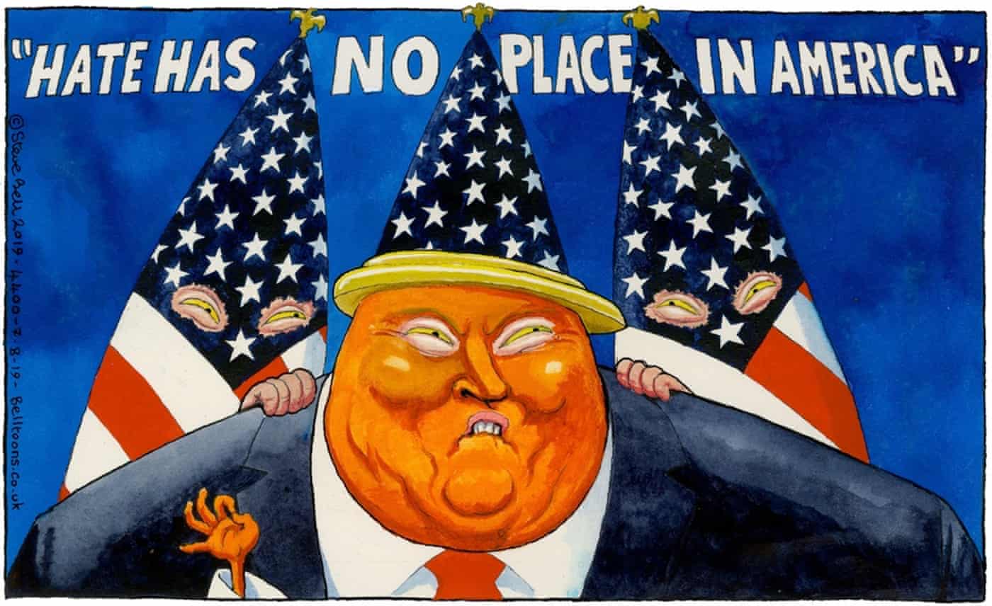 Steve Bell on Trump's response to US mass shootings – cartoon - Flipboard