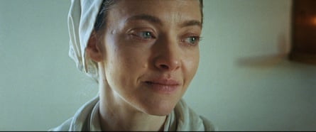 Close up of Ann Lee, played by Amanda Seyfried, in The Testament of Ann Lee.