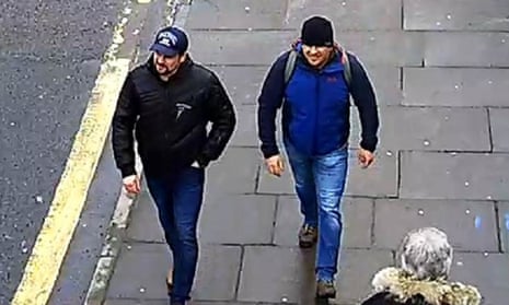 Photograph issued by the Metropolitan police of the novichok poisoning suspects Alexander Petrov and Ruslan Boshirov.