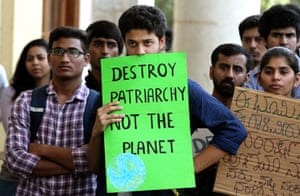 Young people take part in the worldwide climate strike in Bangalore, India