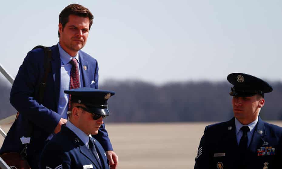 Matt Gaetz descends from Air Force One following a trip from Florida, at Joint Base Andrews in Morningside, Maryland, 9 March 2020. 