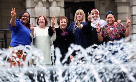 Nobel laureates and members of the Nobel Women’s Initiative (left to right) Leymah Gbowee, Mairead Maguire, Shirin Ebadi, Jody Williams, Tawakkol Karman and Rigoberta Menchú Tum.