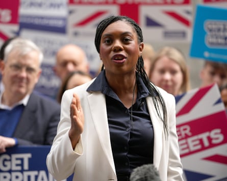 Kemi Badenoch speaking outside Westminster city hall