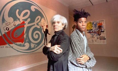 Jean-Michel Basquiat and mentor Andy Warhol in 1985.