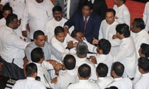 A clash between rival members of the Sri Lankan parliament, in Colombo.