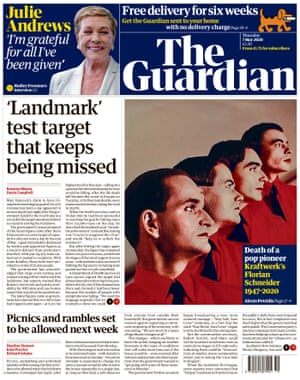 Guardian front page, Thursday 7 May 2020