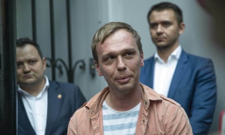 Russian investigative journalist Ivan Golunov, centre, was unexpectedly released from custody in June.