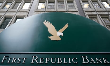A First Republic Bank sign at its headquarters in San Francisco