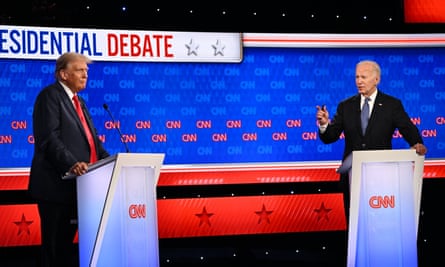 Joe Biden and Donald Trump take the stage at CNN’s Atlanta studio for the first presidential debate.