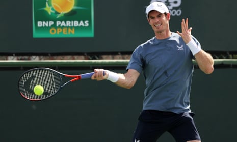 Andy Murray practising for BNP Paribas Open in Indian Wells.