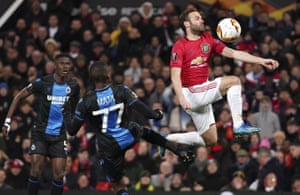 Juan Mata finds a way past Club Brugge in Manchester United’s Europa League win at Old Trafford.