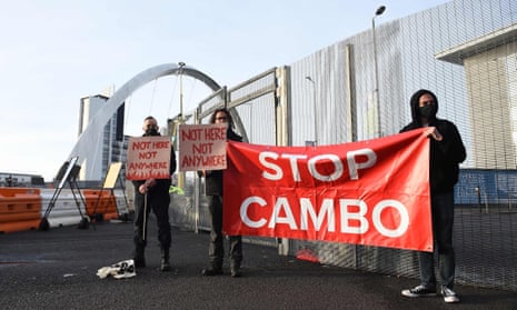 Activists protest against the Cambo oilfield project in the Shetland Islands during Cop26 in Glasgow in November.