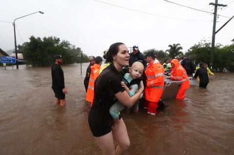 Residents evacuate as flooding occurs in the regional city of Lismore, north-eastern New South Wales, Australia