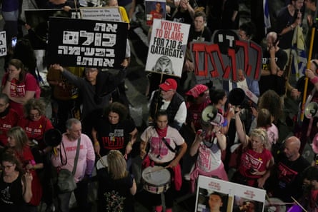 People take part in a protest demanding the immediate release of hostages held by Hamas in the Gaza Strip, in Tel Aviv, Israel, on Saturday, 19 April, 2025