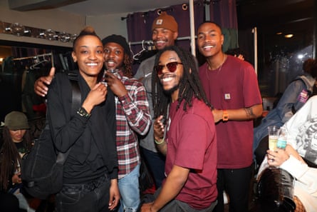 With the Internet band members in New York in 2017 … Steve Lacy (right) with Syd, Patrick Paige, Matt Martians and Christopher Smith.