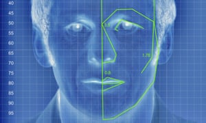 An illustrated depiction of facial analysis technology similar to that used in the experiment