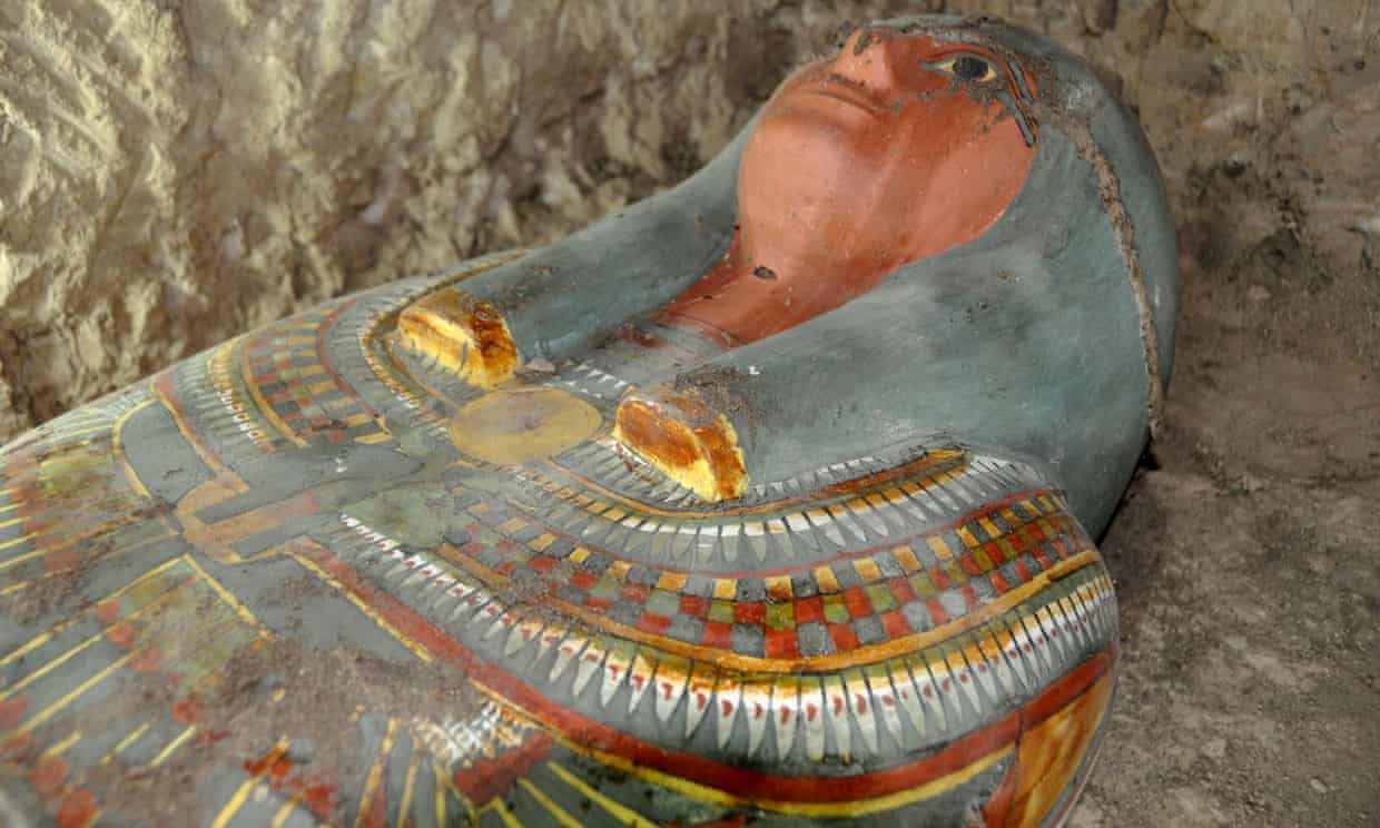 Sarcophagus containing the mummy that has been found near Luxor