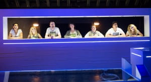 Zawe Ashton, Imogen Doel, Brian Doherty, Christine Entwisle, Barnaby Power, Oliver Rix and Sophie Ross in Narrative at the Royal Court, written and directed by Anthony Neilson.