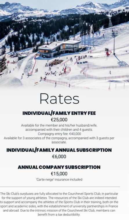 Screenshot from the Ineos Club House website showing rates