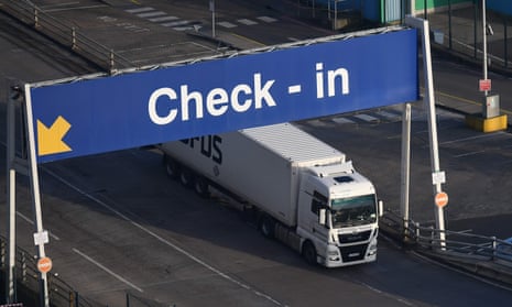 A freight lorry at the port of Dover on December 31, 2020, the day Britain left the EU single market and customs union.