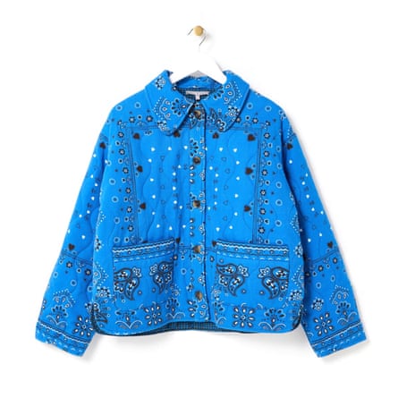 Oliver Bonas. Blue Bandana Print Quilted Jacket