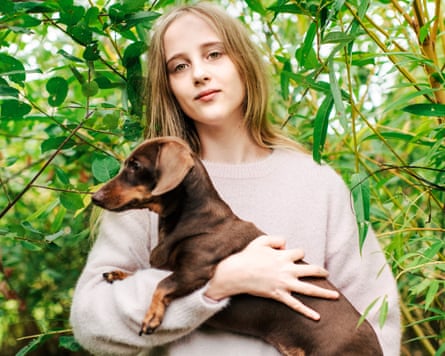 Milly with family dog Betty.